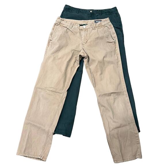 Bonobos Men's Chino Pants Bundle of 2 Spruce Green & Beige Khaki Size 32x32